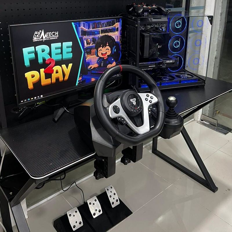 Racing sim on our high-end demo rig — try before you buy